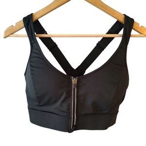 Kyodan Black Zip Front Sports Bra Size XL